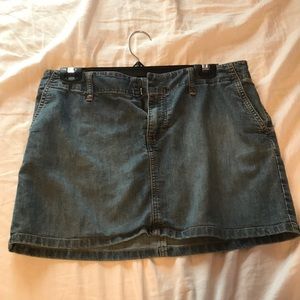Light blue denim mini skirt